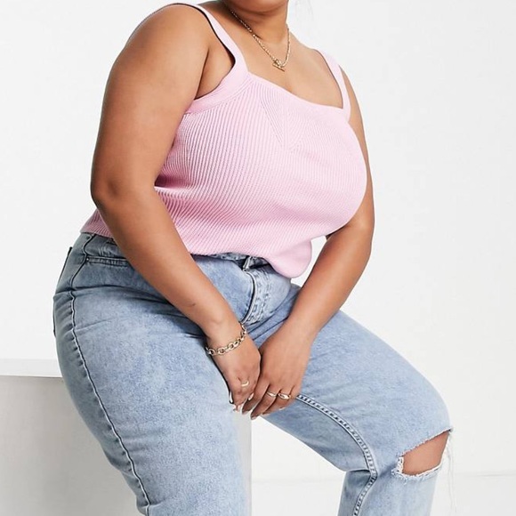 ASOS DESIGN curve knit square neck cami in pink, size 18, never been worn - Picture 4 of 4